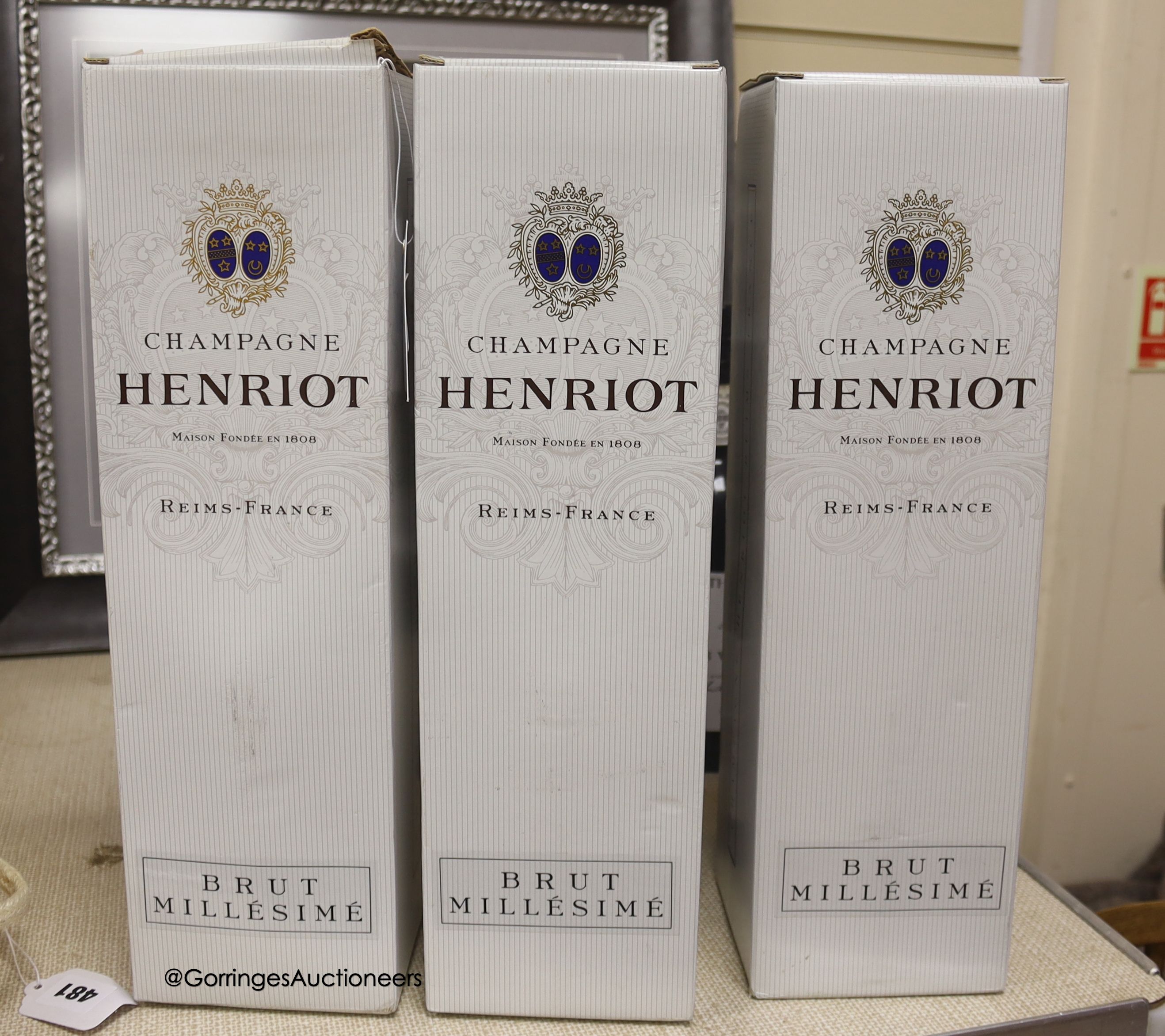 Three boxed champagne Henriot Magnums